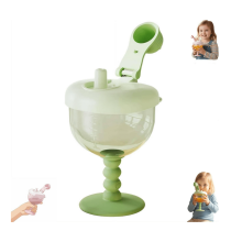 No-Spill Goblet Cup with Lid Green 2 Pcs