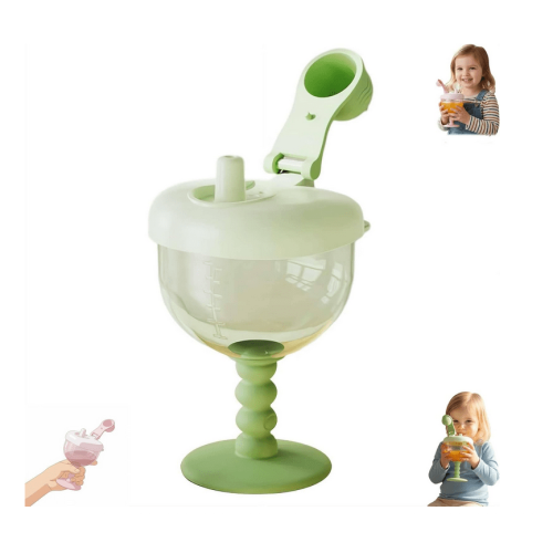 No-Spill Goblet Cup with Lid Green 2 Pcs
