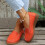 Women's canvas slip-on sneakers orange size 41 2