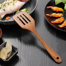 Natural Teak Wooden Spatula, 11.8" Heat-Resistant Non-Stick Cooking Utensil with Hanging Hole