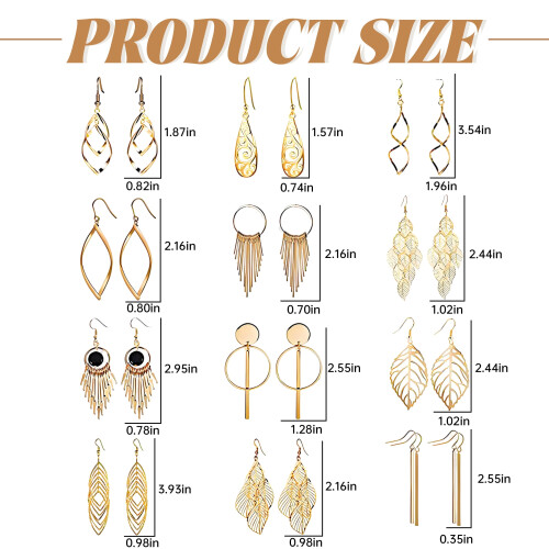 DESIGNICE Alloy Leaf Dangle Earrings for Women 12-Pair 1
