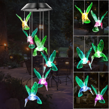 LED Solar Green Hummingbird Wind Chime Outdoor Indoor Decor Yard Decorations Best Gifts for Mom Grandma Women