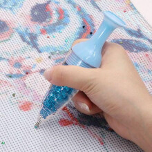 Kit de peinture diamant avec stylo à points ergonomique (2 pièces, rose, 4,7 cm)