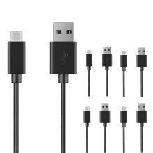 USB-C-kabel sort, 5-pak, 65W hurtigopladning, dataoverførsel