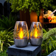 Lot de 6 bougies chauffe-plat solaires LED sans flamme, étanches, pour extérieur.