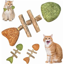 Fiskbensleksak för katt Kattmynta Trä Tandstift 1-pack