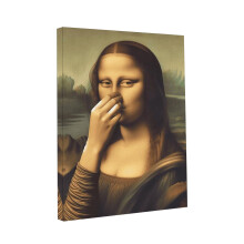 Mona Lisa trzymająca nos w stylu vintage, dekoracja ścienna do łazienki