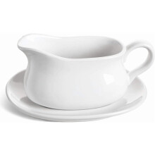 17oz Gravy Boat with Saucer Stand, Set of 1, Ceramic Sauce Boat with Tray for Salad Dressings, Creamer, Broth, Black Pepper