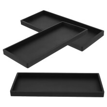 Plateau de rangement rectangulaire noir pour salle de bain (lot de 3)