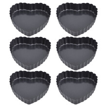 Moules à tartelettes en forme de cœur antiadhésifs, lot de 6