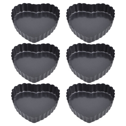 Hjärtformade pajformar nonstick, 6 delar
