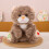 Interactive Cat Plush Toy with Breathing Light, Brown, 11 1