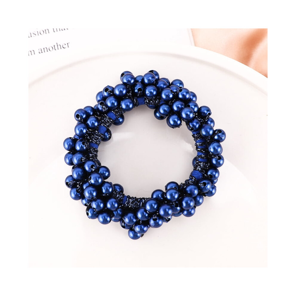 Crystal pearl hair bands elastic beaded ponytail holders 6