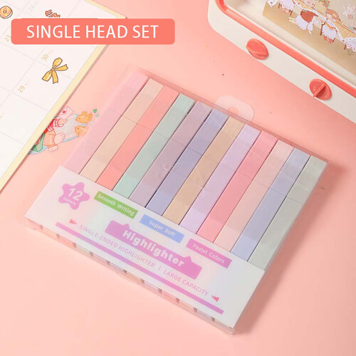 Lot de 12 surligneurs pastel à double pointe biseautée