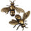 Handmade Bee Tabletop Figures Golden 2 pcs 1