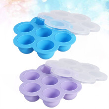 Baby Food Freezer Trays Round Silicone Purple 2 Pcs