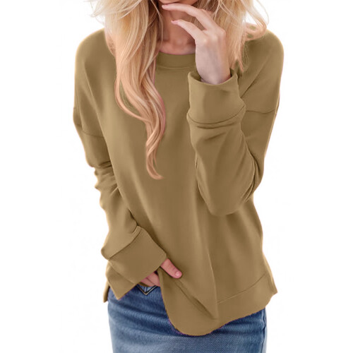 Damen-Sweatshirt mit Rundhalsausschnitt, Herbst, einfarbig, langärmelig 1
