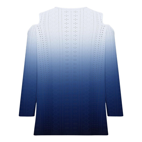 Mörkblå Casual Button-Down Skjorta Polyester Långärmad 1