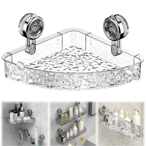 Panier de douche transparent avec ventouse, 32 x 23 x 4,5 cm