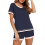 Damen-Sommerpyjama-Set, helllila Kurzarm-Oberteil und 2