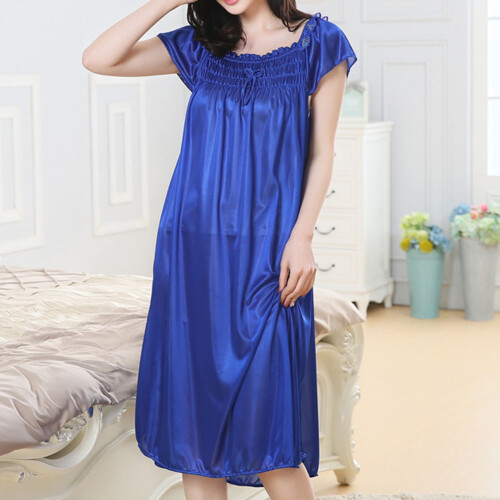Damesnachthemd van ijszijde, blauw, one size 1