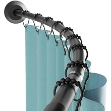Matzwarte, roestvrije, verstelbare, gebogen douchestang (50-72 cm)