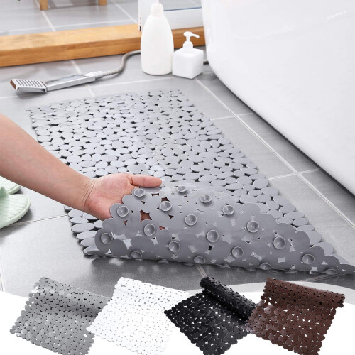 Tapete de banho de chenille cinza, 40x89 cm, extra macio e absorvente.