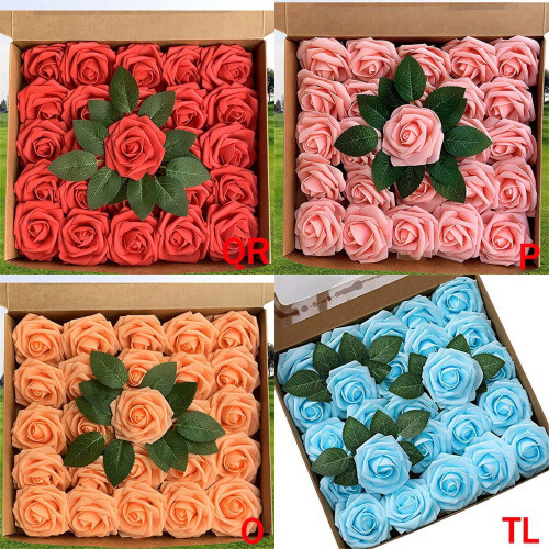 Hellblaue künstliche Rosen, PE, griffig, 25 Stück 1