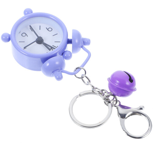 Purple alloy mini clock keychain with alarm