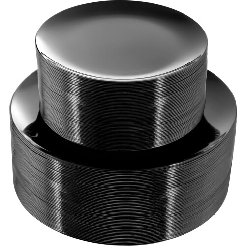 Platos desechables de plástico negro, 100 unidades