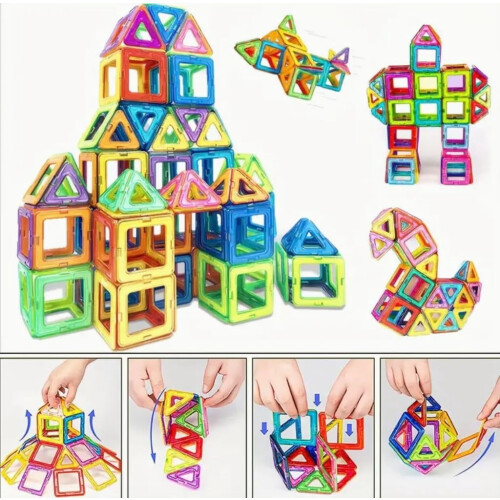 Magnetische Bausteine für Kinder, 60 Teile, große Größe 2
