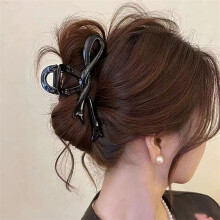 Acrylic Ribbon Bow Hair Claw 13cm Glossy Crab Clip