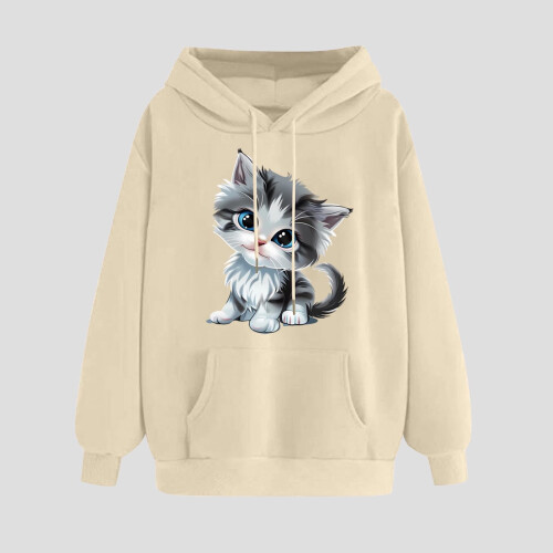 Beige långärmade damtröjor med hjärttryck, 1 styck 1