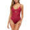 Damen-Bikini-Set mit V-Ausschnitt, einfarbig, weinrot 2