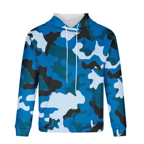 Herre kamuflasjehettegenser med løs passform og lang pullover 2