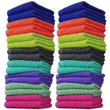 Lingettes de toilette multicolores Ă motif zigzag, 30 x 30 cm, lot de 32
