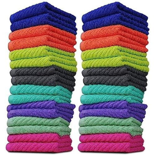 Lingettes multicolores à motif zigzag, 30 x 30 cm, lot de 32