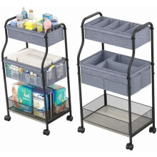 Chariot de rangement pour couches bébé à 3 niveaux avec roulettes