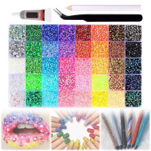 40-Color Resin Jelly Rhinestones Kit with 3pcs B7000 Glue, 3mm Flatback Gems for DIY Crafts, Clothing, Shoes, Nails, Art & Makeup