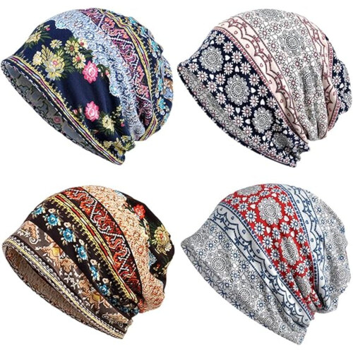 Gorro reversível folgado, ultramacio e elástico, pacote com 4 unidades.