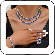 Brudsmyckenset silver kristall halsband örhängen armband