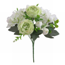 Ramo de hortensias y peonías artificiales verdes1