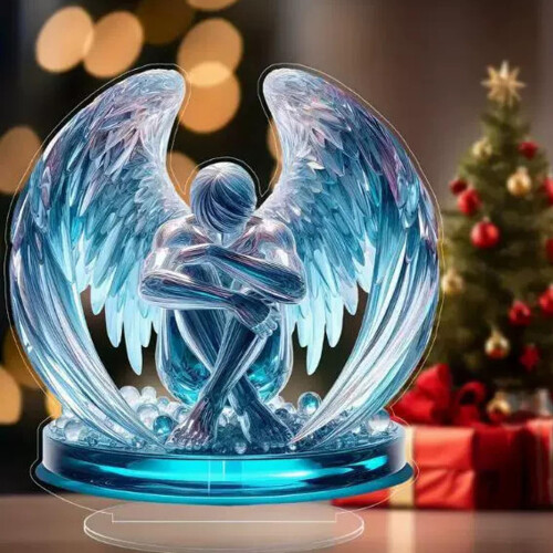 Acrylic Angel Figurine Boho Clear Winged Statue