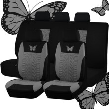 Schmetterlings-Polyester-Autositzbezug-Set, 4er-Pack, Mintgrau