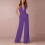 Macacão feminino roxo de corte amplo e elegante 2