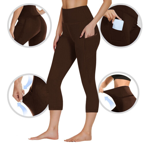 Leggings da yoga da donna foderati in pile con tasche, 1