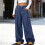 Jeans da donna a vita alta, gamba dritta e larga, colore blu. 1