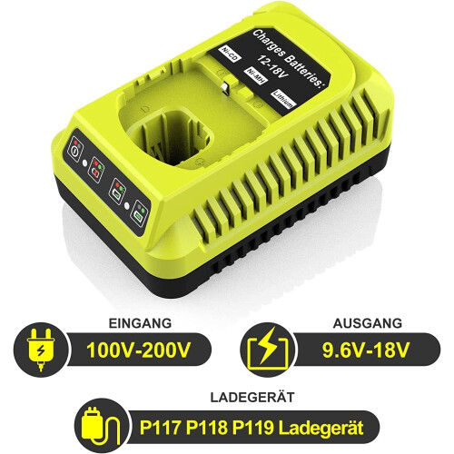 Ryobi 18V snabbladdare ersättning för One+ 1
