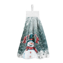 Ensemble de 3 serviettes de cuisine à motifs bonhomme de neige et flocons de neige