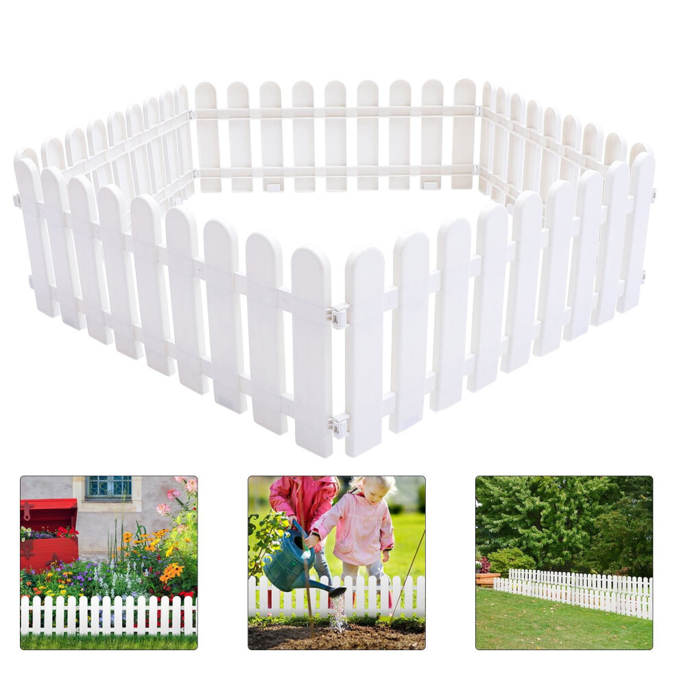 Shishian Garden Decor White Plastic Picket Fence Set 5-Pc 971050189413